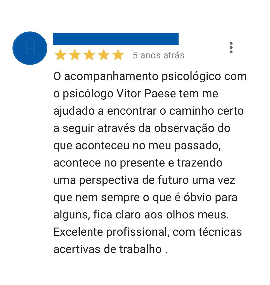 Divulgar depoimentos sobre o psicólogo Vitor Paese em Florianópolis.